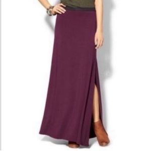 Free People Burgundy Maxi Skirt with Thigh Slit